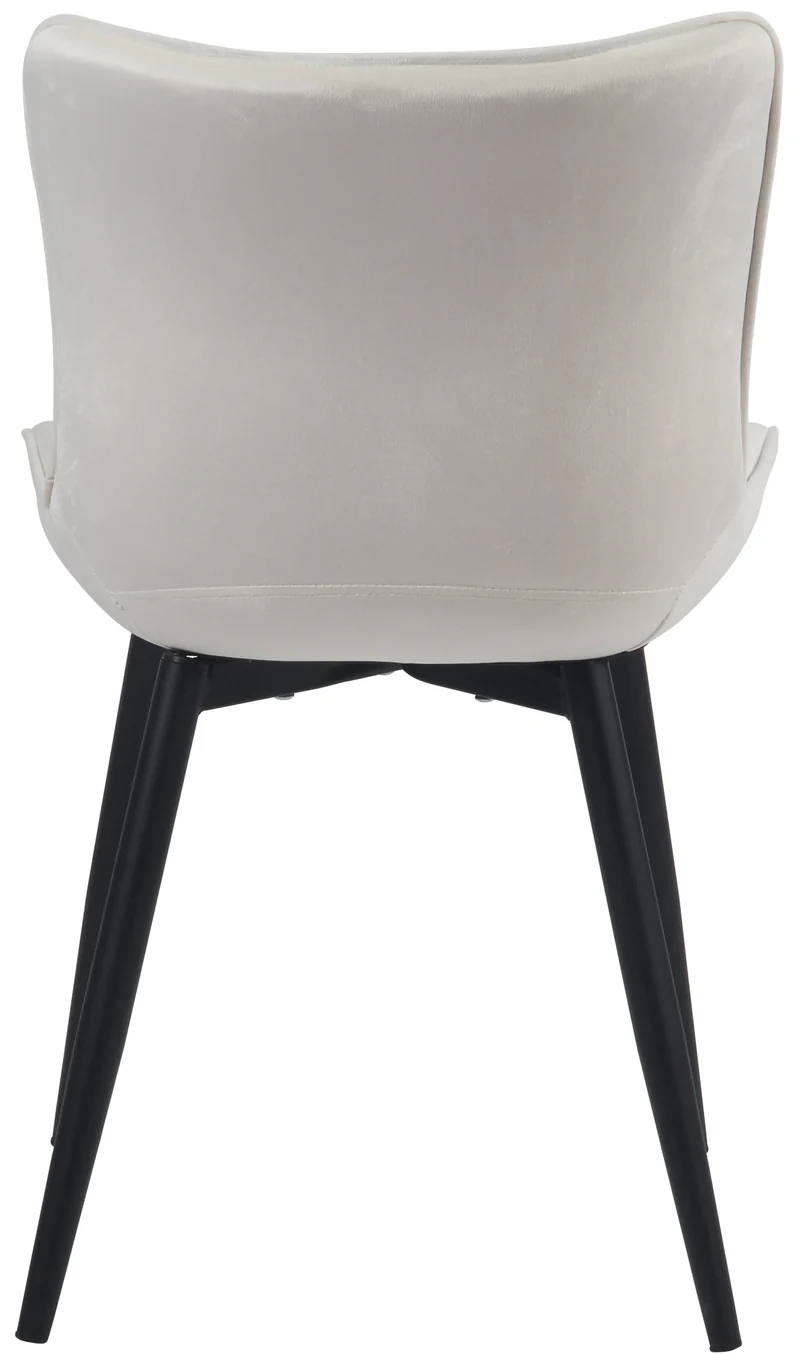 Chaise de salle à manger x1 coutures décoratives en velours crème et pieds en métal noir 10_0002182