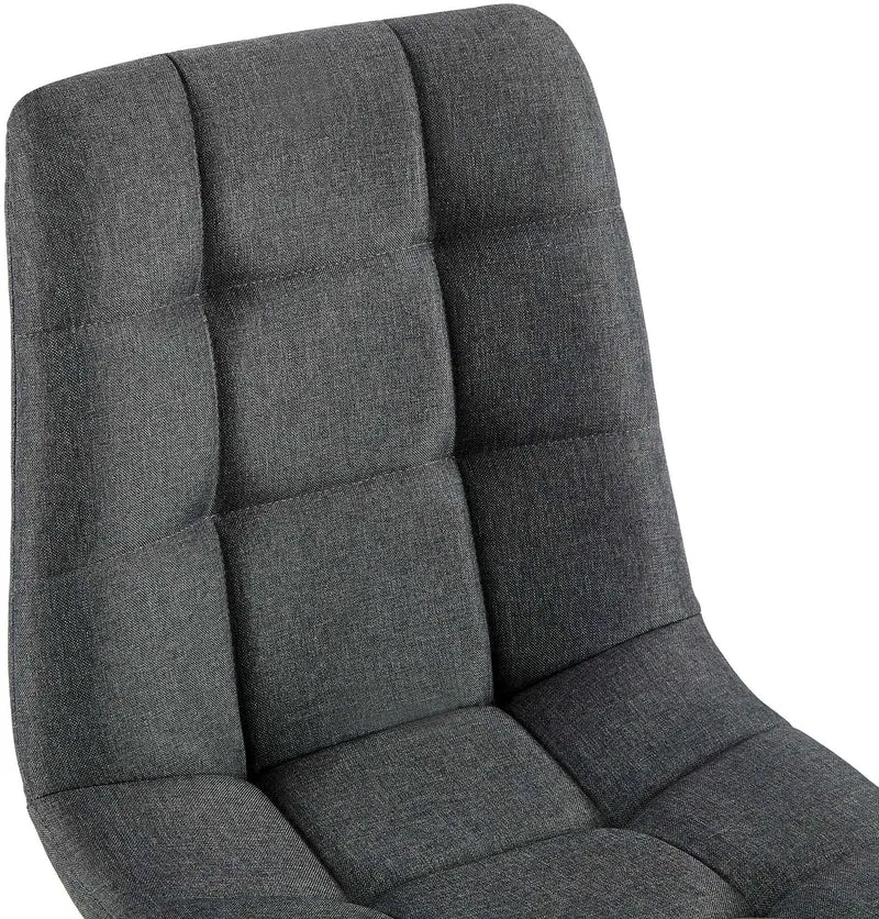 Chaise de salle à manger x1 coutures forme carrées en tissu gris foncé pieds en métal noir 10_0001973