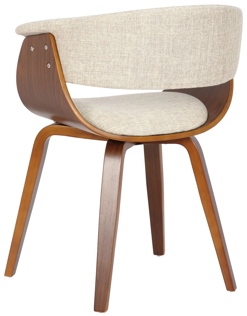 Chaise de bureau salle à manger style scandinave avec revêtement en tissu crème cadre en bois couleur noyer 10_0002197