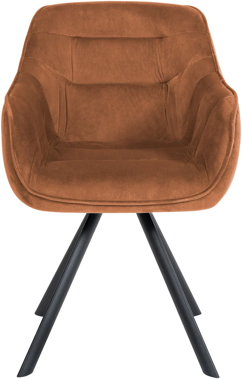 Chaise de salle à manger x1 design moderne confortable en velours couleur café piétement stable à quatre pieds en métal 10_0002335