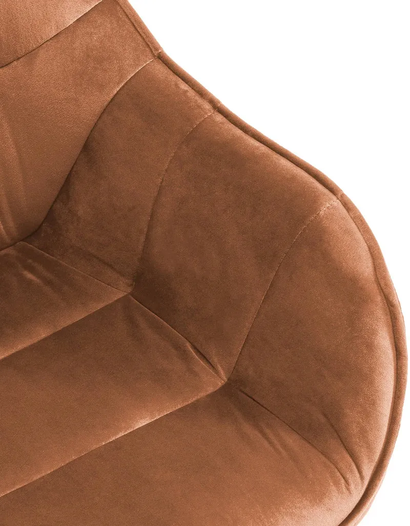 Chaise de salle à manger x1 design moderne confortable en velours couleur café piétement stable à quatre pieds en métal 10_0002335