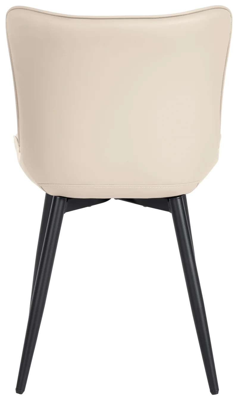Chaise de salle à manger x1 coutures décoratives verticales avec pieds en métal noir assise en PVC crème 10_0002259