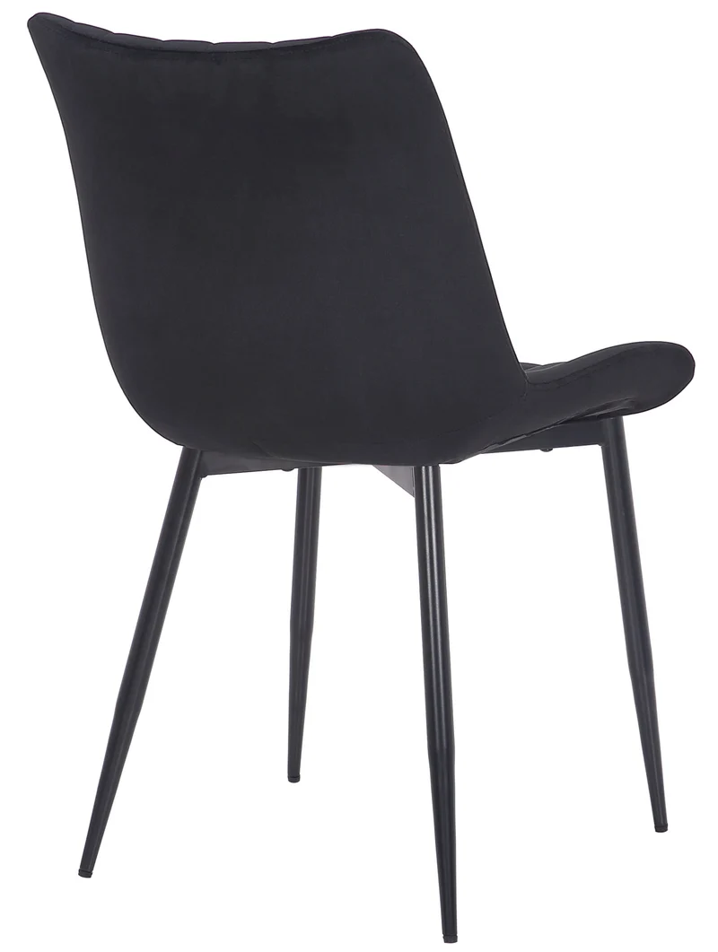 Chaise de salle à manger x1 couture décorative vertical avec pieds en métal noir mat et assise en velours noir 10_0002324
