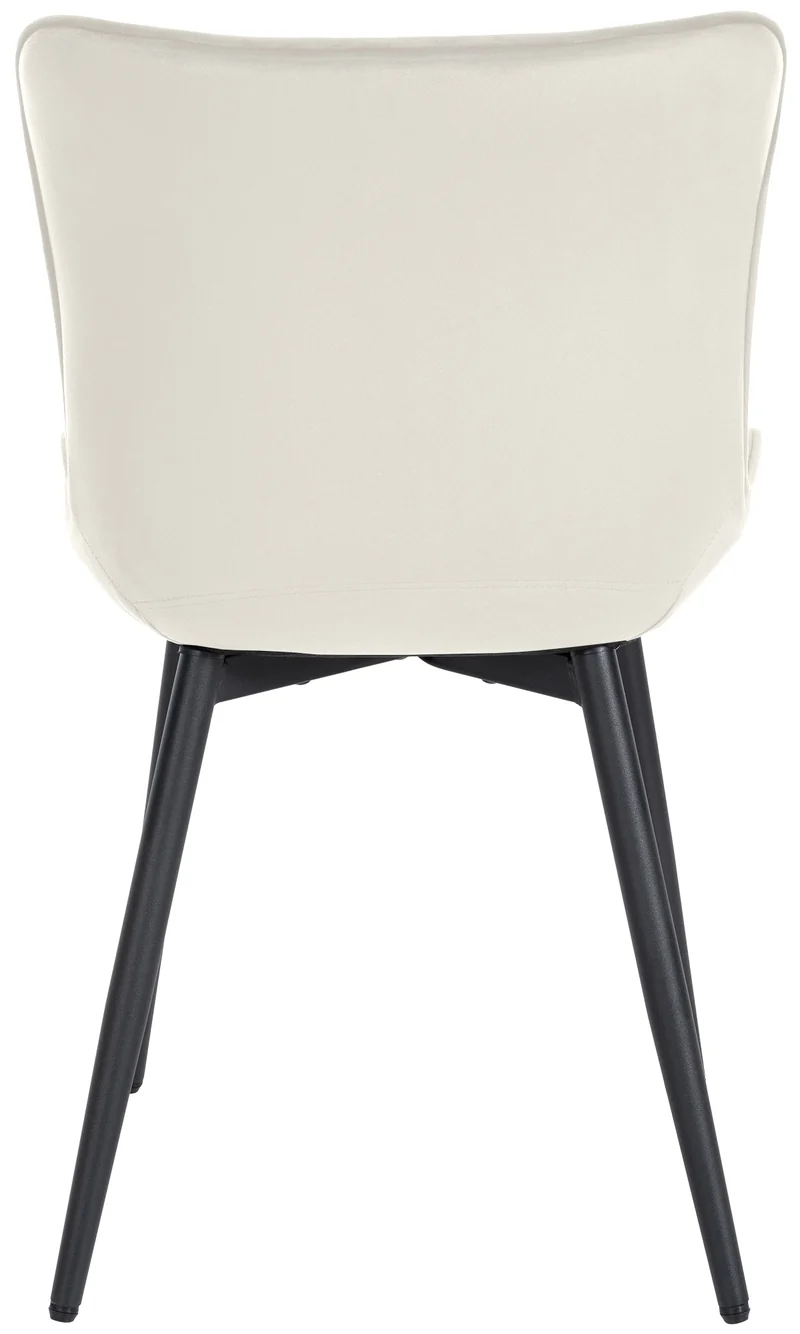 Chaise de salle à manger x1 coutures décoratives verticales avec pieds en métal noir assise en velours crème 10_0002261