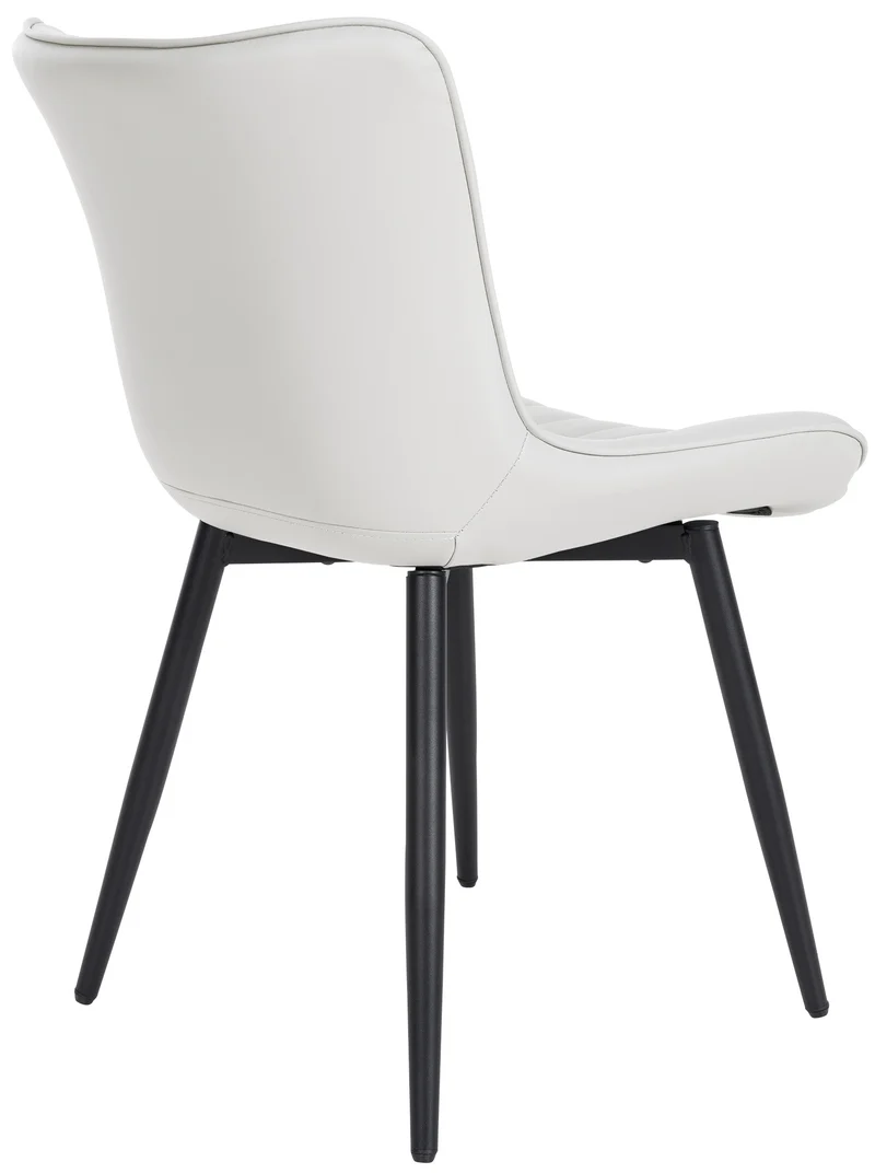 Chaise de salle à manger x1 coutures décoratives verticales avec pieds en métal noir assise en PVC blanc 10_0002258
