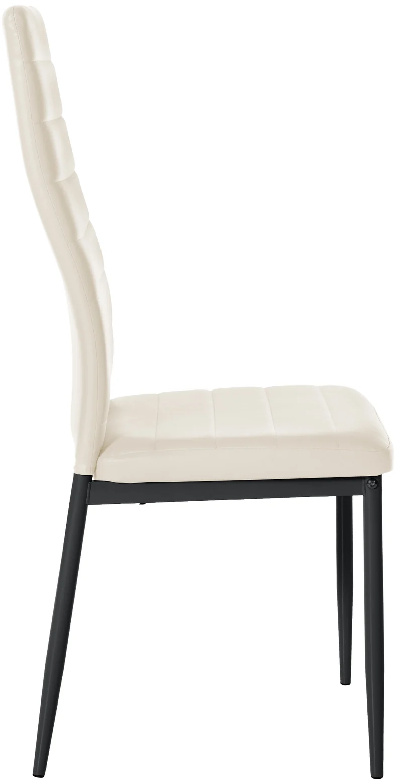 Chaise de salle à manger x1 design simple en PVC crème avec couture décorative cadre en métal noir 10_0002056