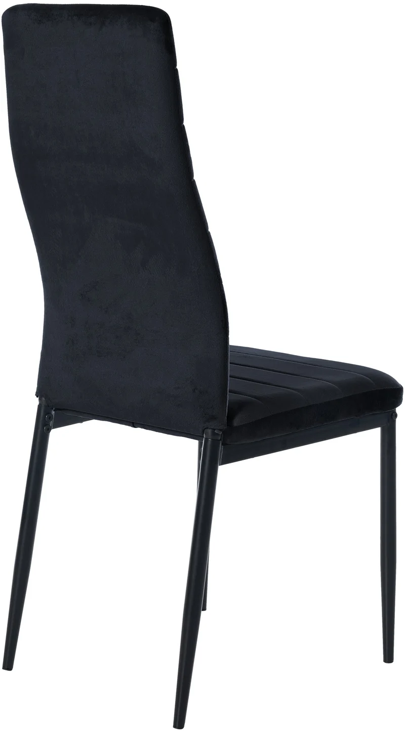 Chaise de salle à manger x1 design simple en velours noir avec couture décorative cadre en métal noir 10_0002060