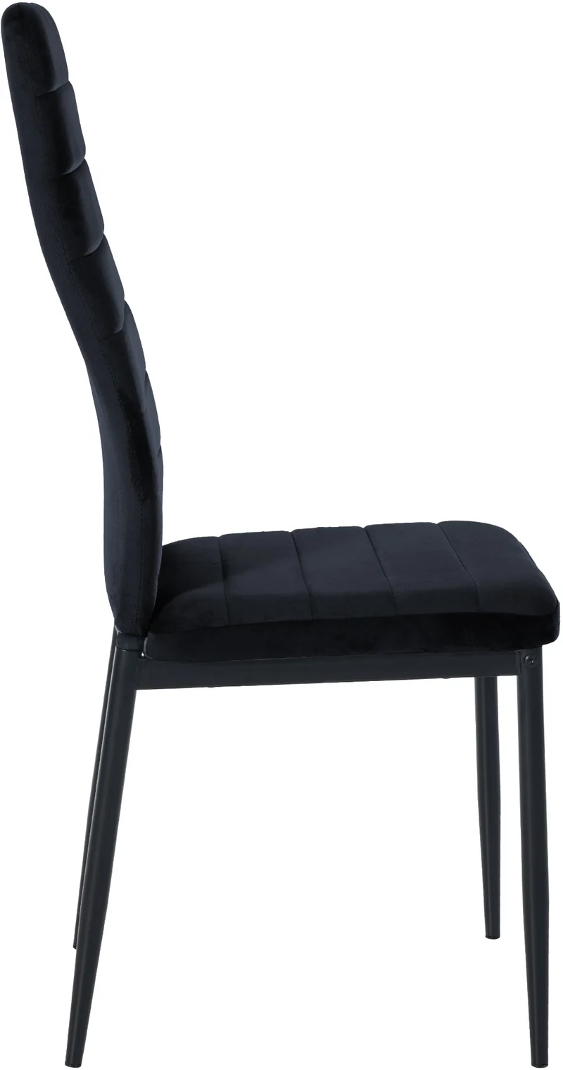 Chaise de salle à manger x1 design simple en velours noir avec couture décorative cadre en métal noir 10_0002060