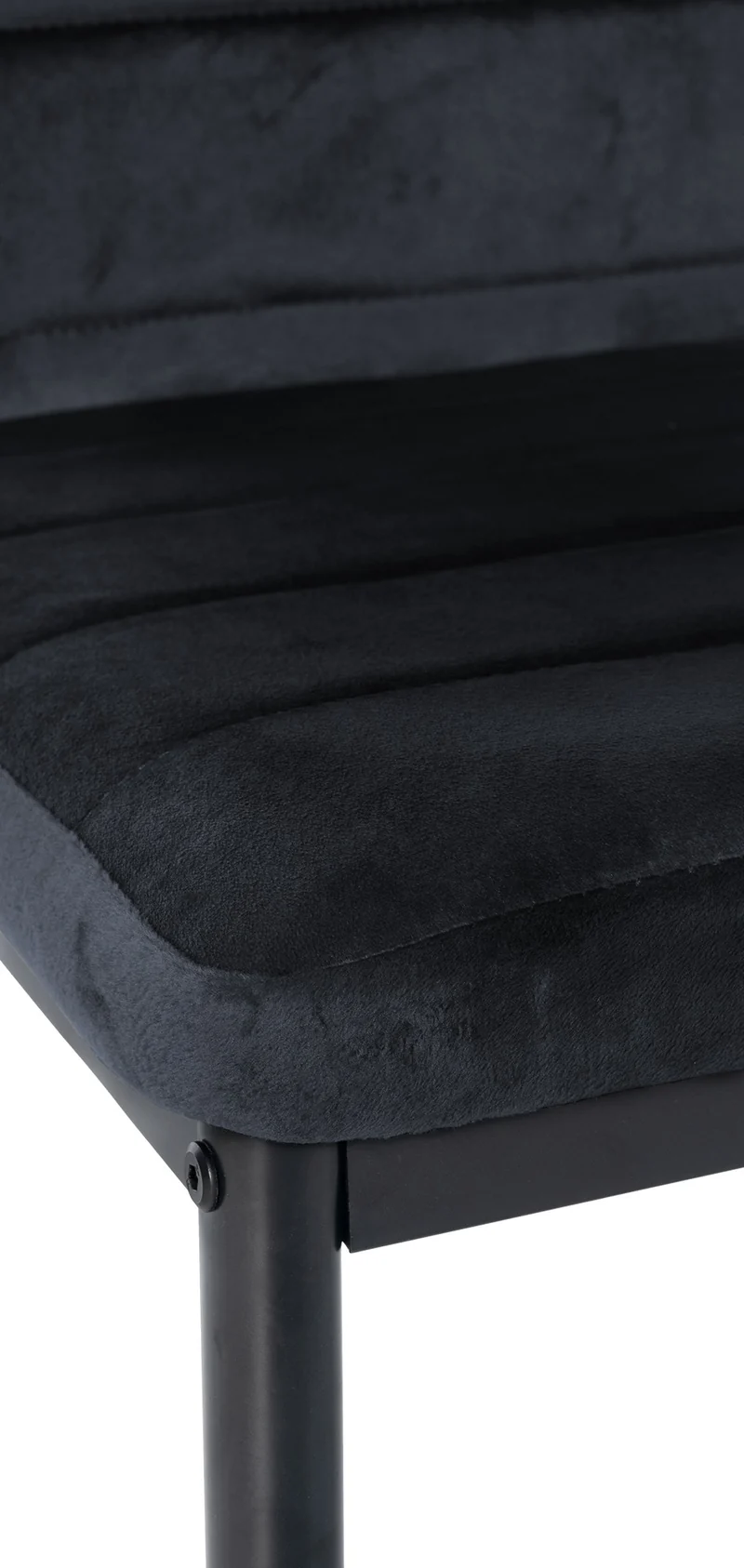 Chaise de salle à manger x1 design simple en velours noir avec couture décorative cadre en métal noir 10_0002060