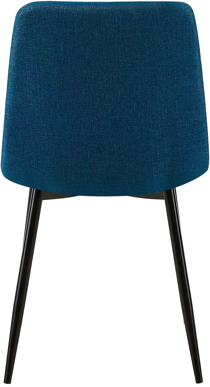Chaise de salle à manger x1 coutures décoratives carrées en tissu bleu et métal noir 10_0002140