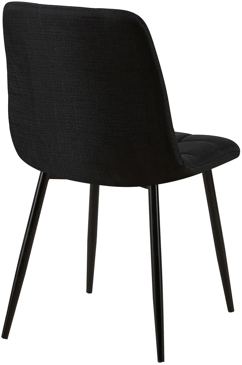 Chaise de salle à manger x1 coutures décoratives carrées en tissu noir et métal noir 10_0002139