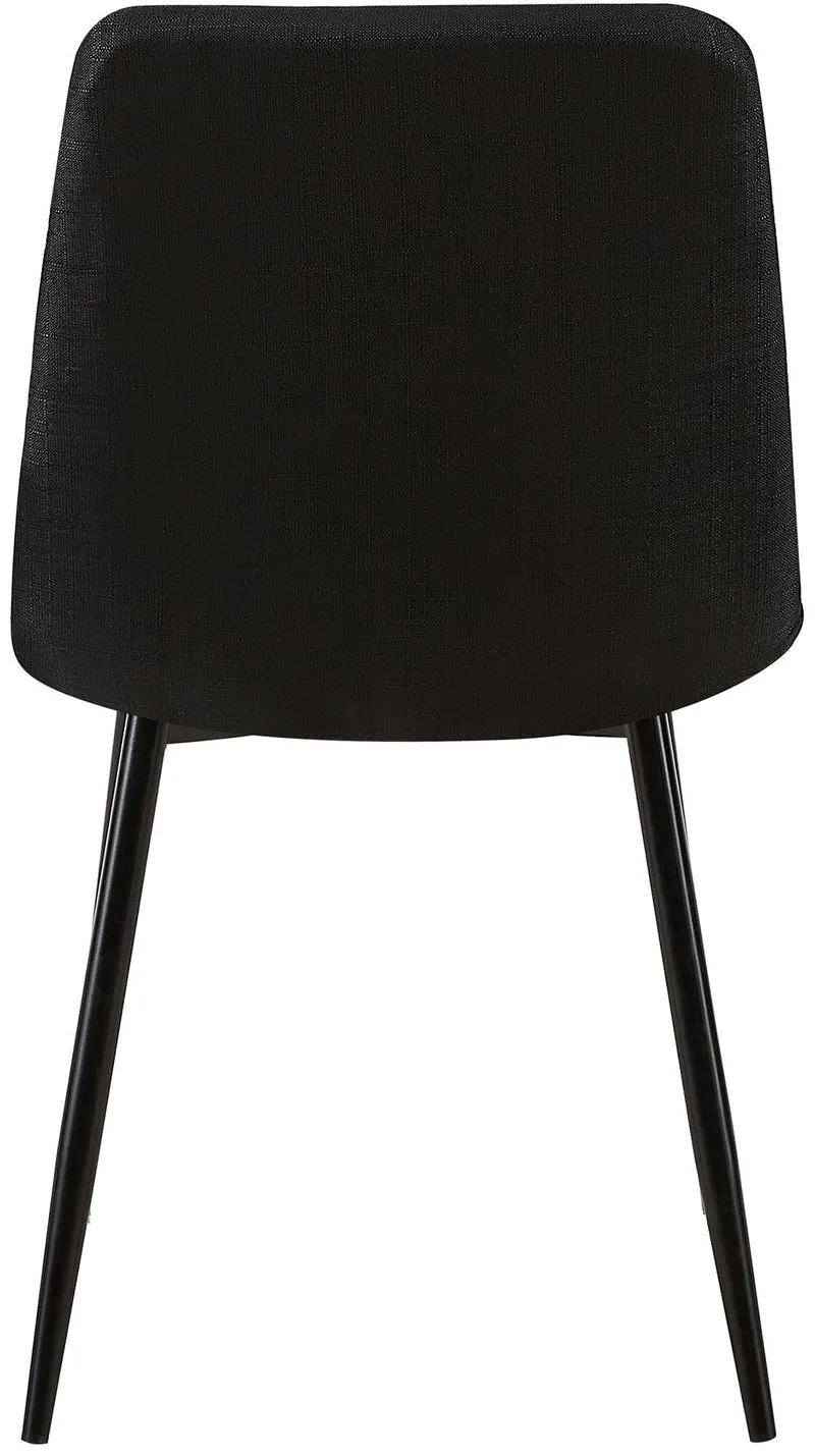 Chaise de salle à manger x1 coutures décoratives carrées en tissu noir et métal noir 10_0002139