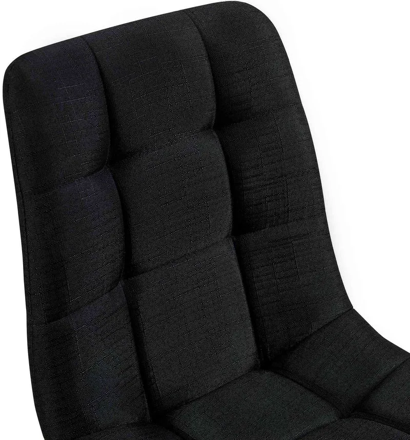 Chaise de salle à manger x1 coutures décoratives carrées en tissu noir et métal noir 10_0002139