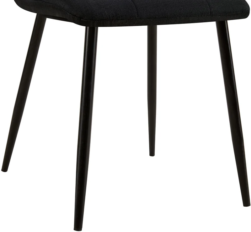 Chaise de salle à manger x1 coutures décoratives carrées en tissu noir et métal noir 10_0002139