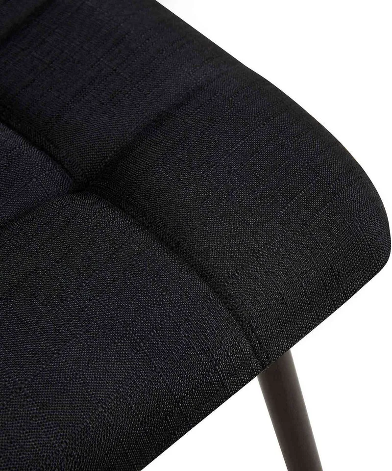 Chaise de salle à manger x1 coutures décoratives carrées en tissu noir et métal noir 10_0002139