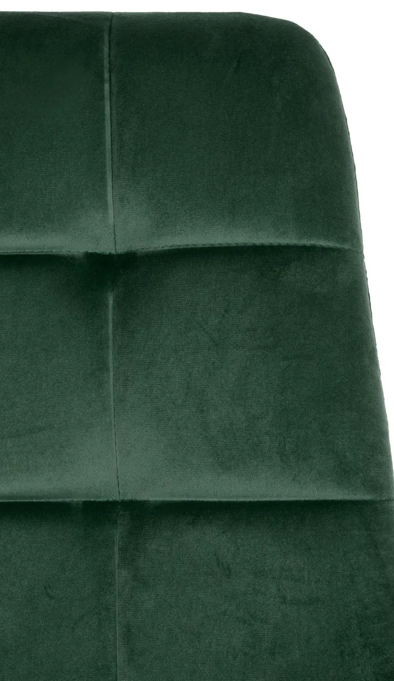 Chaise de salle à manger x1 coutures décoratives carrées en tissu velours vert et métal noir 10_0002129