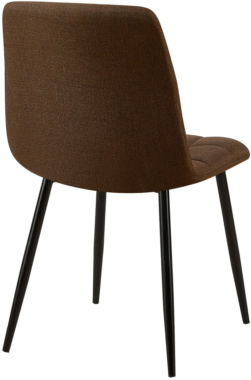 Chaise de salle à manger x1 coutures décoratives carrées en tissu marron et métal noir 10_0002141