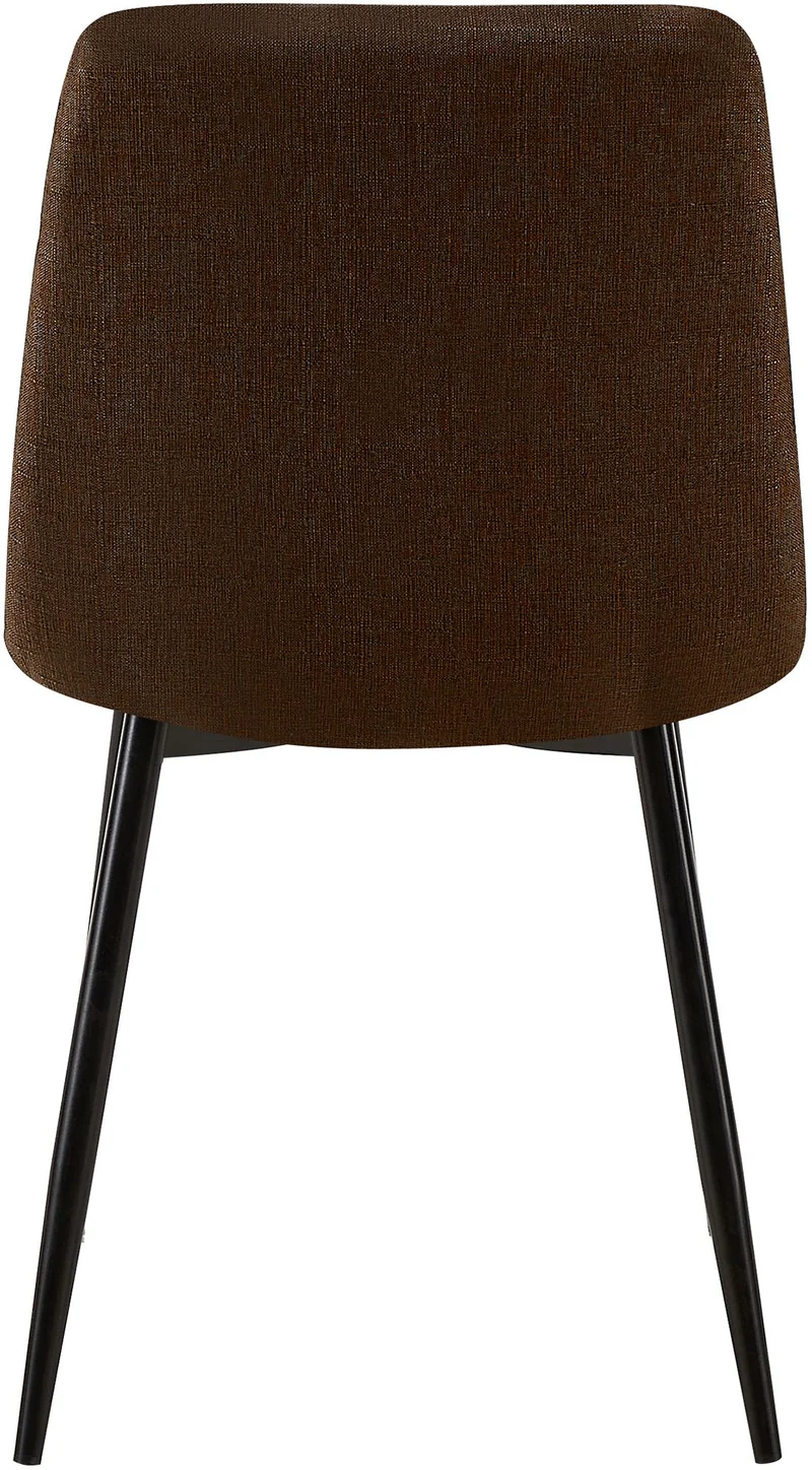 Chaise de salle à manger x1 coutures décoratives carrées en tissu marron et métal noir 10_0002141