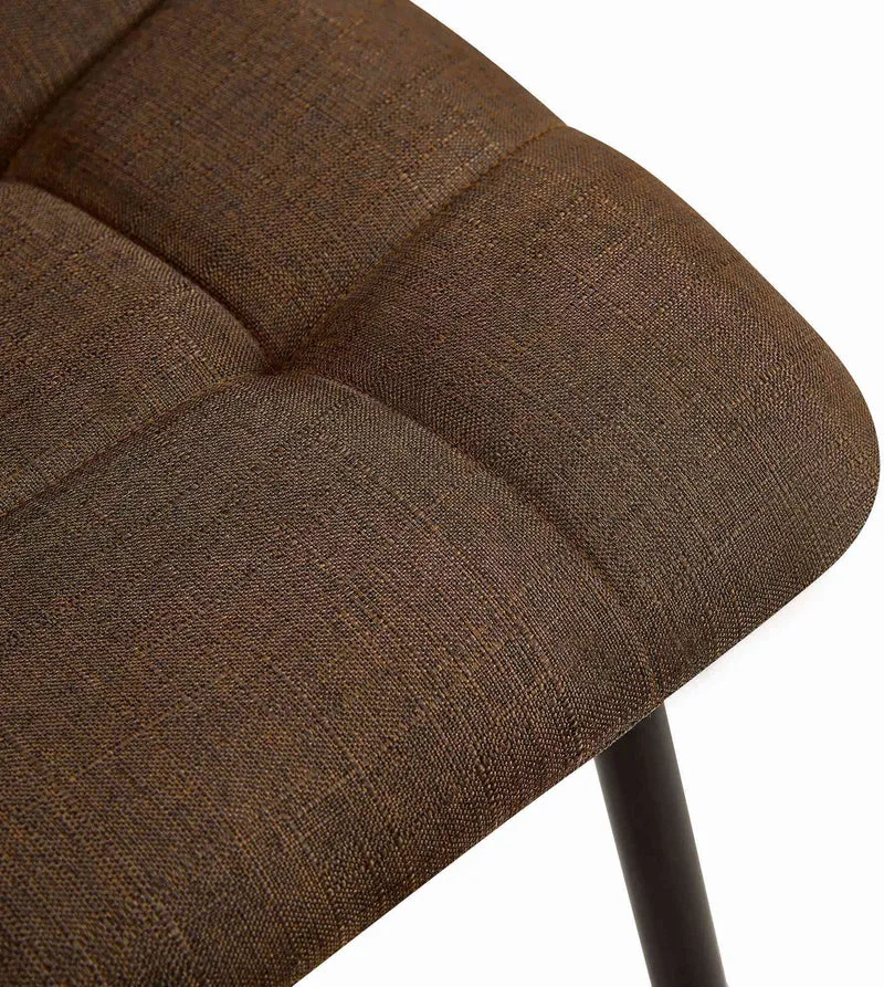 Chaise de salle à manger x1 coutures décoratives carrées en tissu marron et métal noir 10_0002141