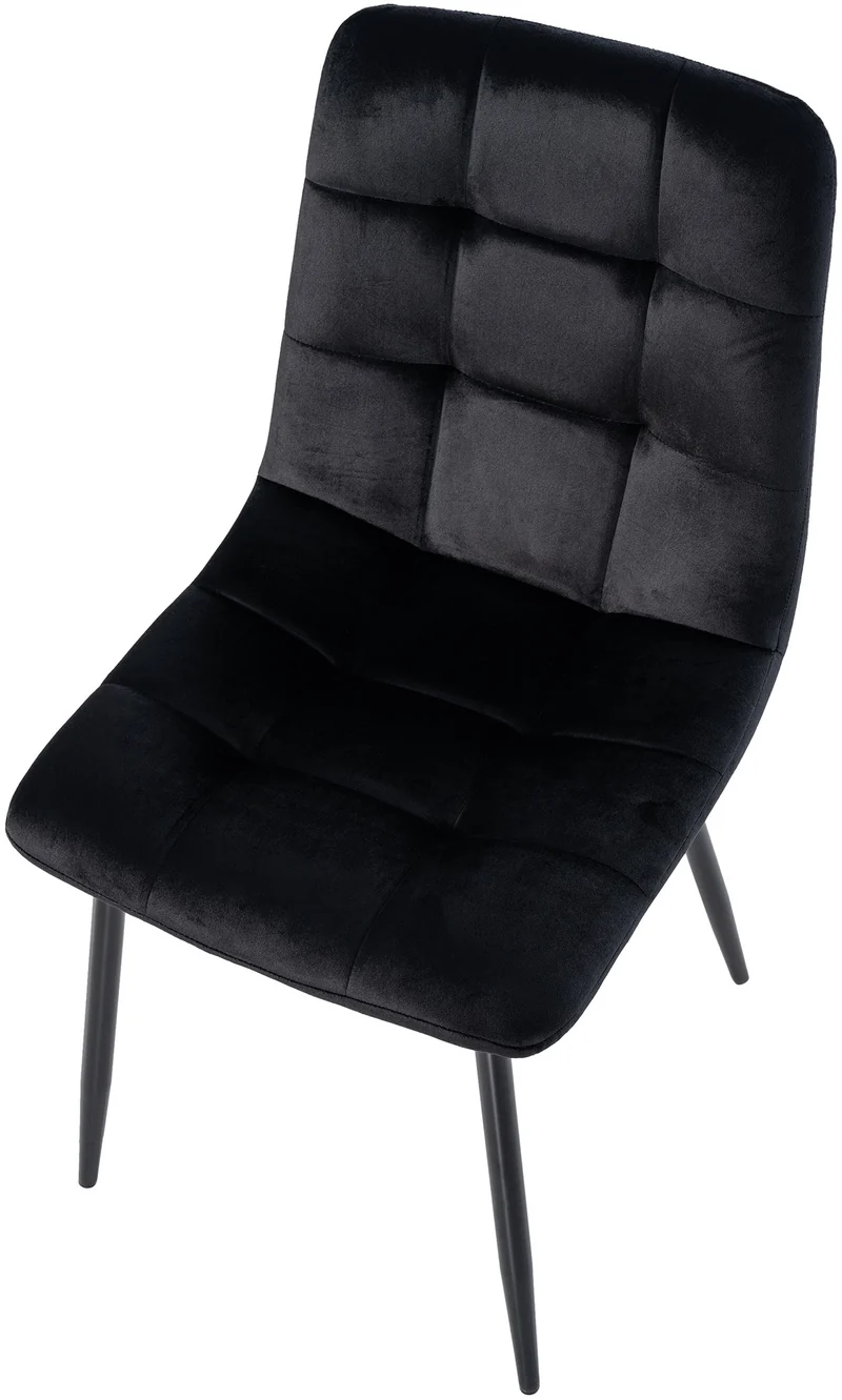 Chaise de salle à manger x1 coutures décoratives carrées en tissu velours noir et métal noir 10_0002128