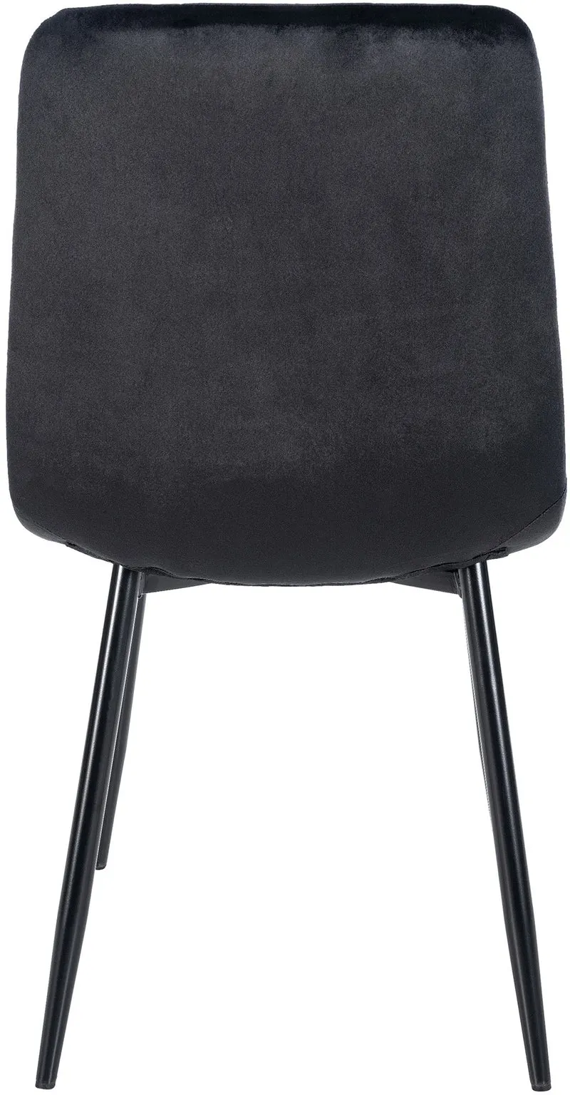 Chaise de salle à manger x1 coutures décoratives carrées en tissu velours noir et métal noir 10_0002128