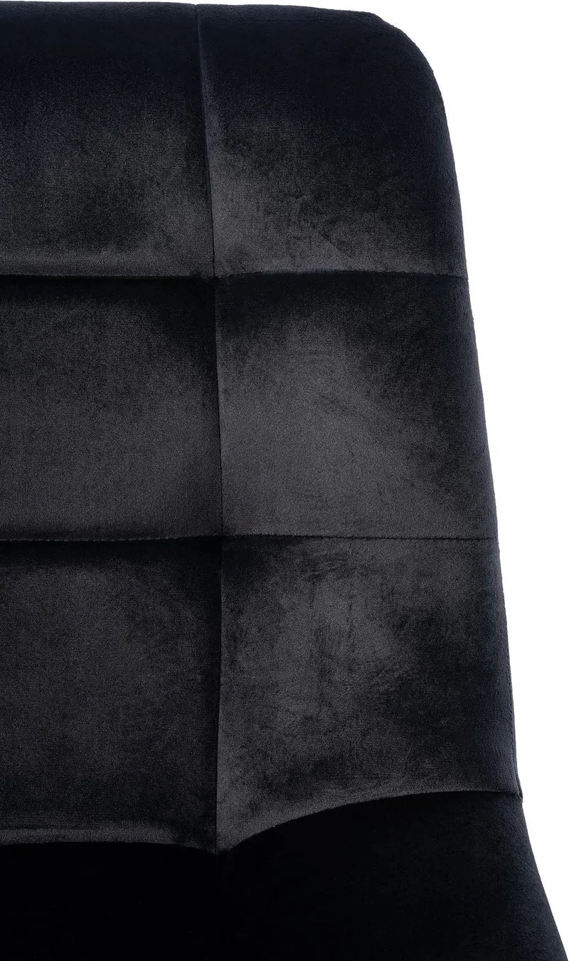 Chaise de salle à manger x1 coutures décoratives carrées en tissu velours noir et métal noir 10_0002128