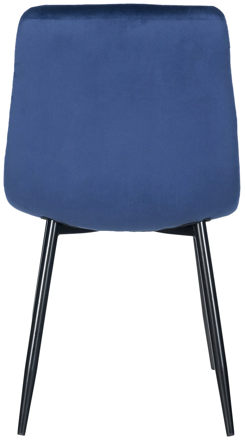 Chaise de salle à manger x1 coutures décoratives carrées en tissu velours bleu et métal noir 10_0002127