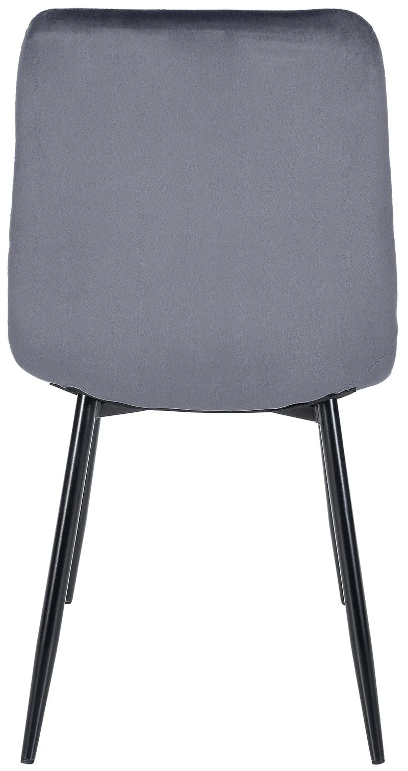 Chaise de salle à manger x1 coutures décoratives carrées en tissu velours gris foncé et métal noir 10_0002135