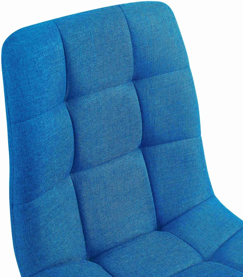 Chaise de salle à manger x1 coutures décoratives carrées en tissu turquoise et métal noir 10_0002144