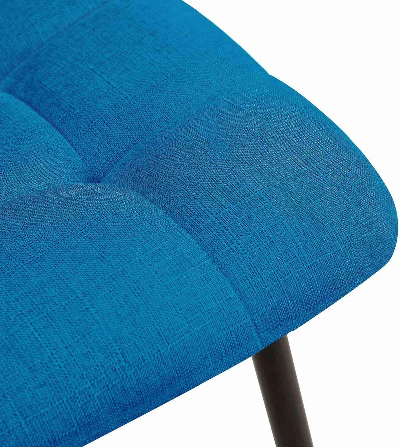 Chaise de salle à manger x1 coutures décoratives carrées en tissu turquoise et métal noir 10_0002144