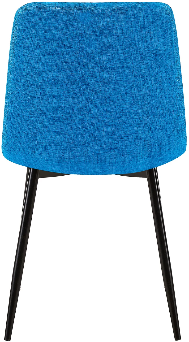 Chaise de salle à manger x1 coutures décoratives carrées en tissu turquoise et métal noir 10_0002144