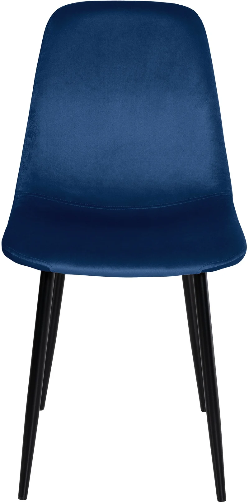 Chaise de salle à manger x1 design simple avec pieds en métal noir assise en velours bleu 10_0002061