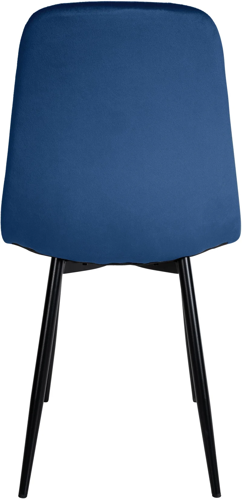 Chaise de salle à manger x1 design simple avec pieds en métal noir assise en velours bleu 10_0002061