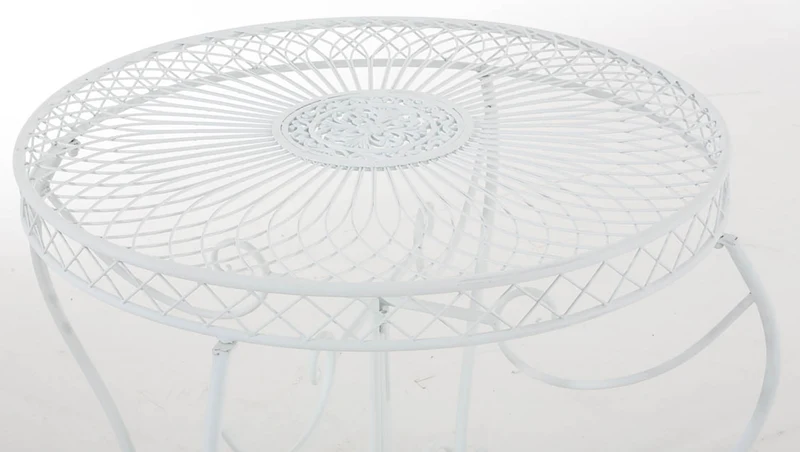 Table de jardin balcon terrasse design rustique hauteur 69 cm en métal blanc 10_0004008