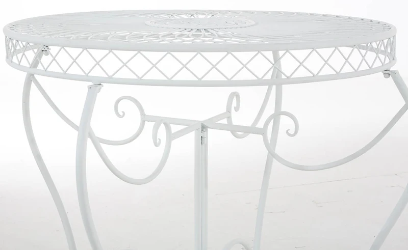Table de jardin balcon terrasse design rustique hauteur 69 cm en métal blanc 10_0004008