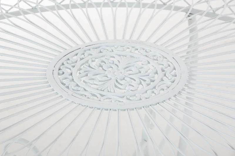 Table de jardin balcon terrasse design rustique hauteur 69 cm en métal blanc 10_0004008