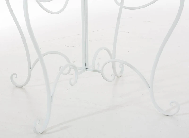 Table de jardin balcon terrasse design rustique hauteur 69 cm en métal blanc 10_0004008