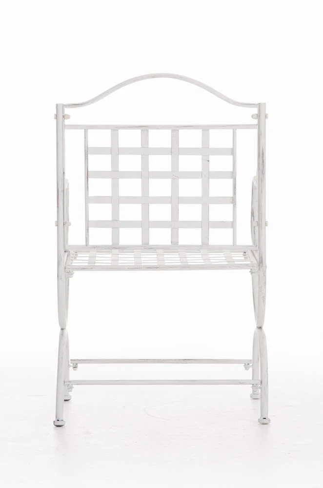 Chaise de jardin terrasse balcon en métal blanc vieilli 10_0003010