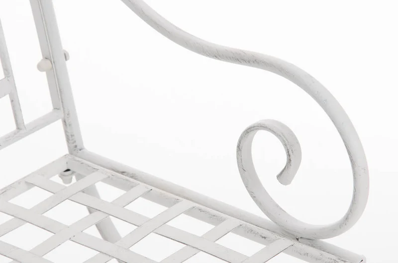Chaise de jardin terrasse balcon en métal blanc vieilli 10_0003010