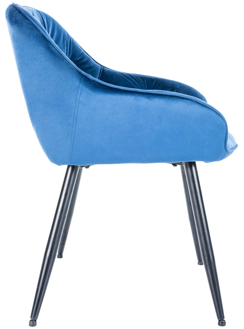 Lot de 2 chaises de salle à manger design et moderne assise en velours bleu et pieds en métal noir 10_0001607