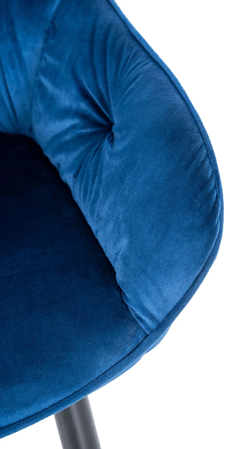 Lot de 2 chaises de salle à manger design et moderne assise en velours bleu et pieds en métal noir 10_0001607