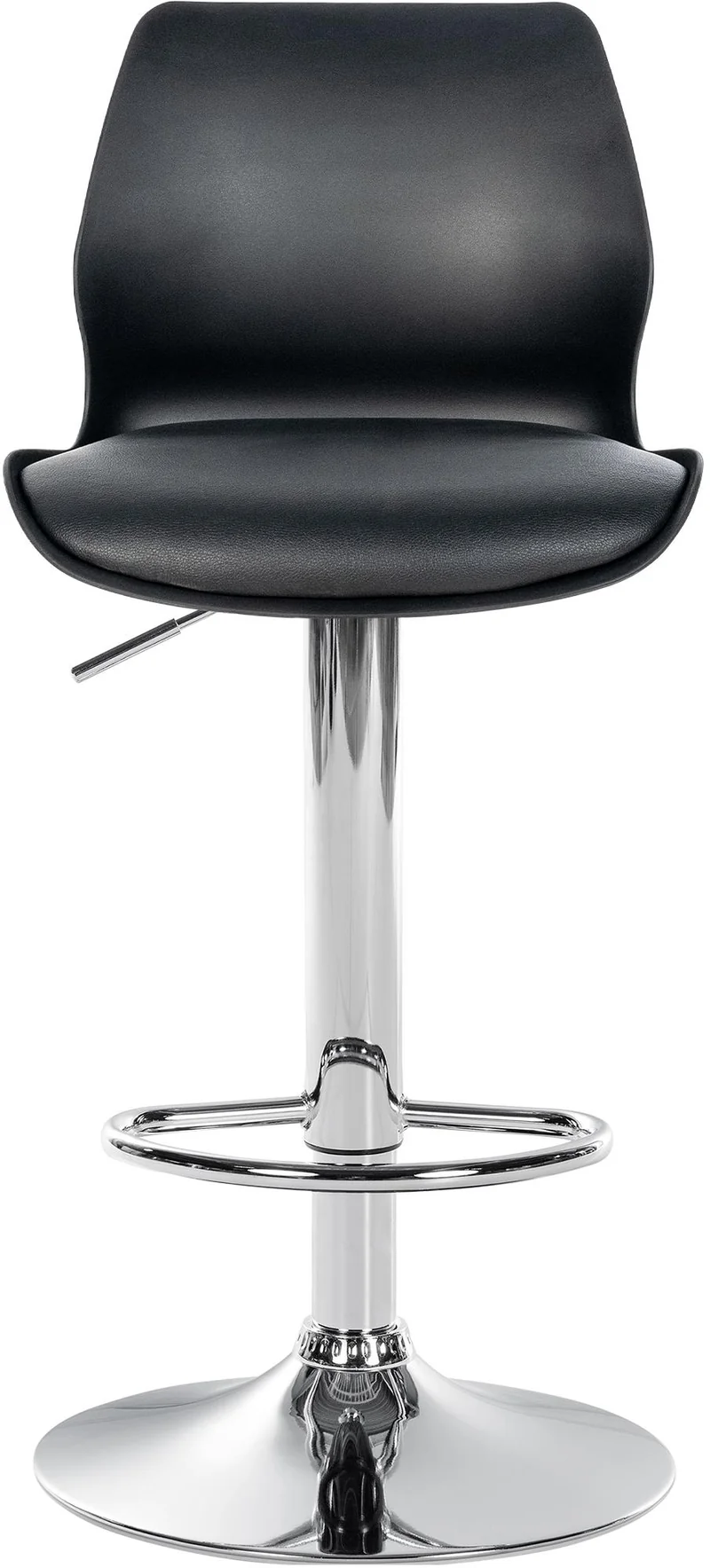 Lot de 2 tabourets de bar avec repose-pieds hauteur réglable pivotant en PVC et plastique noir et métal 10_0004170