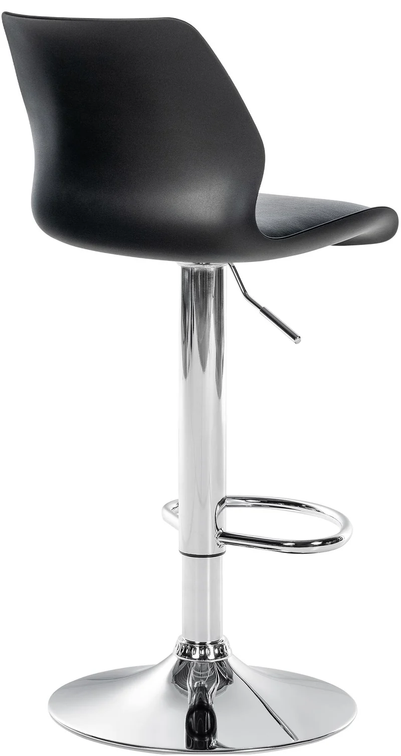Lot de 2 tabourets de bar avec repose-pieds hauteur réglable pivotant en PVC et plastique noir et métal 10_0004170