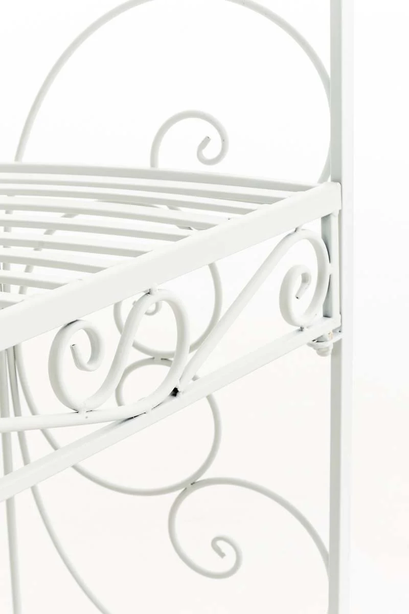 Banc de jardin avec arche à rosiers en métal blanc style vintage MDJ10182