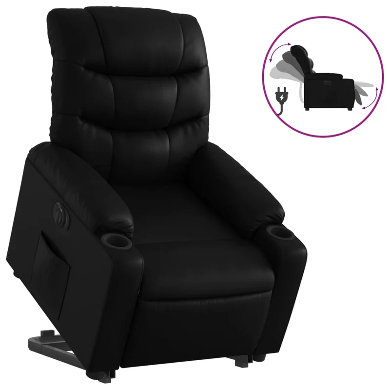 Fauteuil relax TV fonction de levage électrique très confortable en PVC noir DEC028479