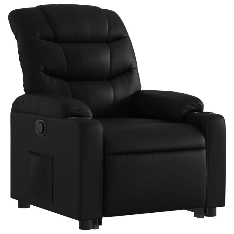 Fauteuil relax TV rembourrage confortable fonction de levage électrique en PVC noir DEC028071