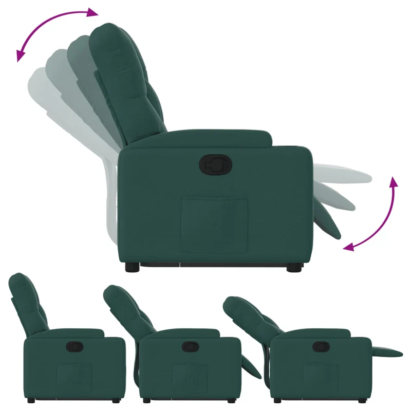 Fauteuil relax TV rembourrage confortable fonction de levage électrique en tissu vert foncé DEC028213