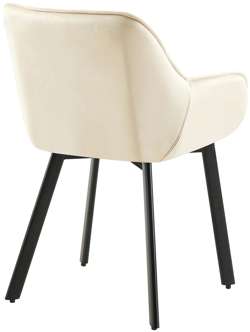 Lot de 2 chaises de salle à manger assise pivotante en velours crème motif matelassé cadre métal 10_0007551