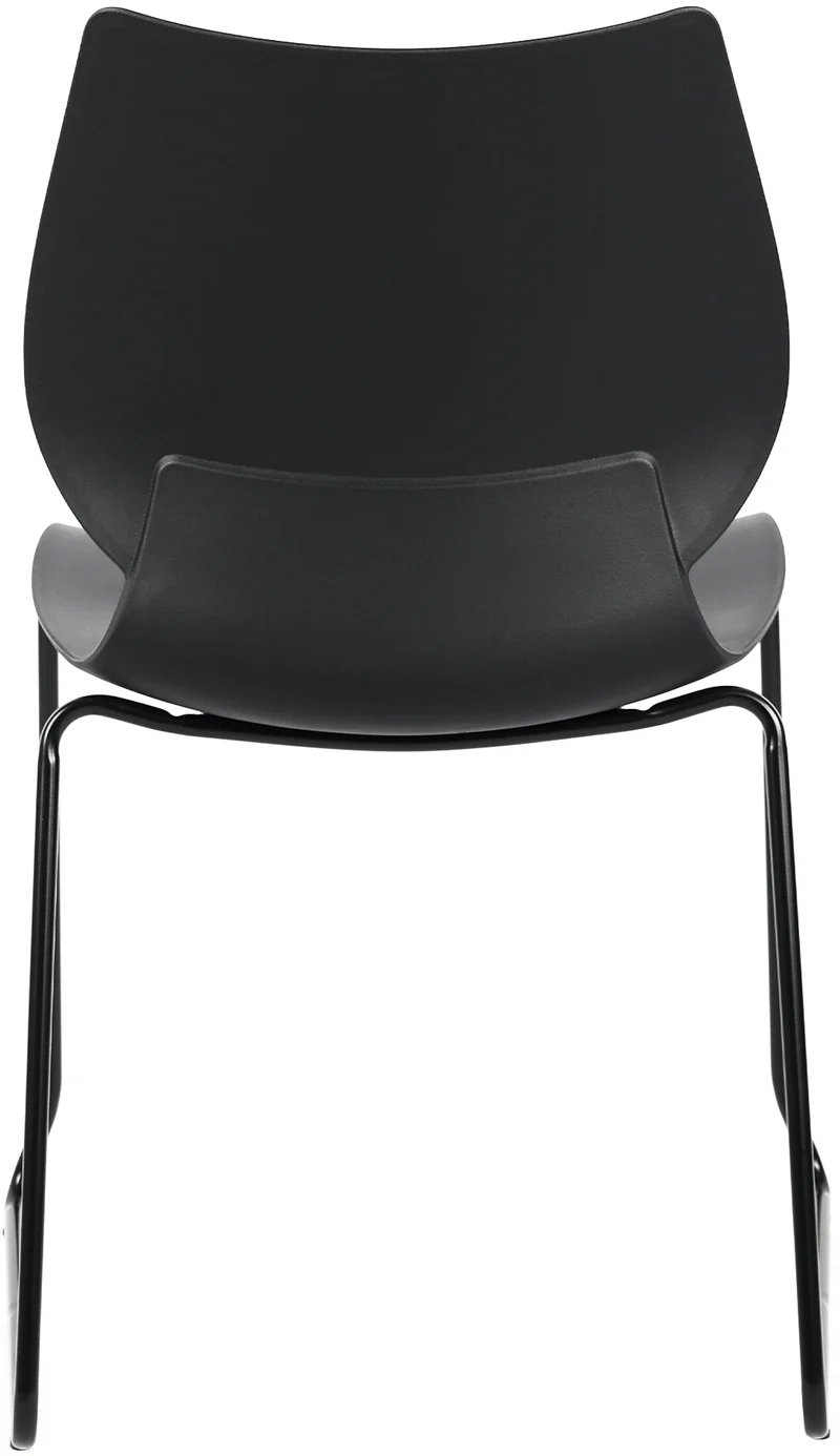 Lot de 2 chaises visiteur conférence bureau salle à manger empilable en plastique noir et métal noir 10_0007330
