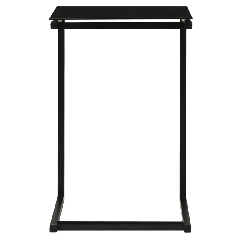 Table d'appoint bout de canapé 40 x 40 x 60 cm verre trempé noir et acier DEC032485